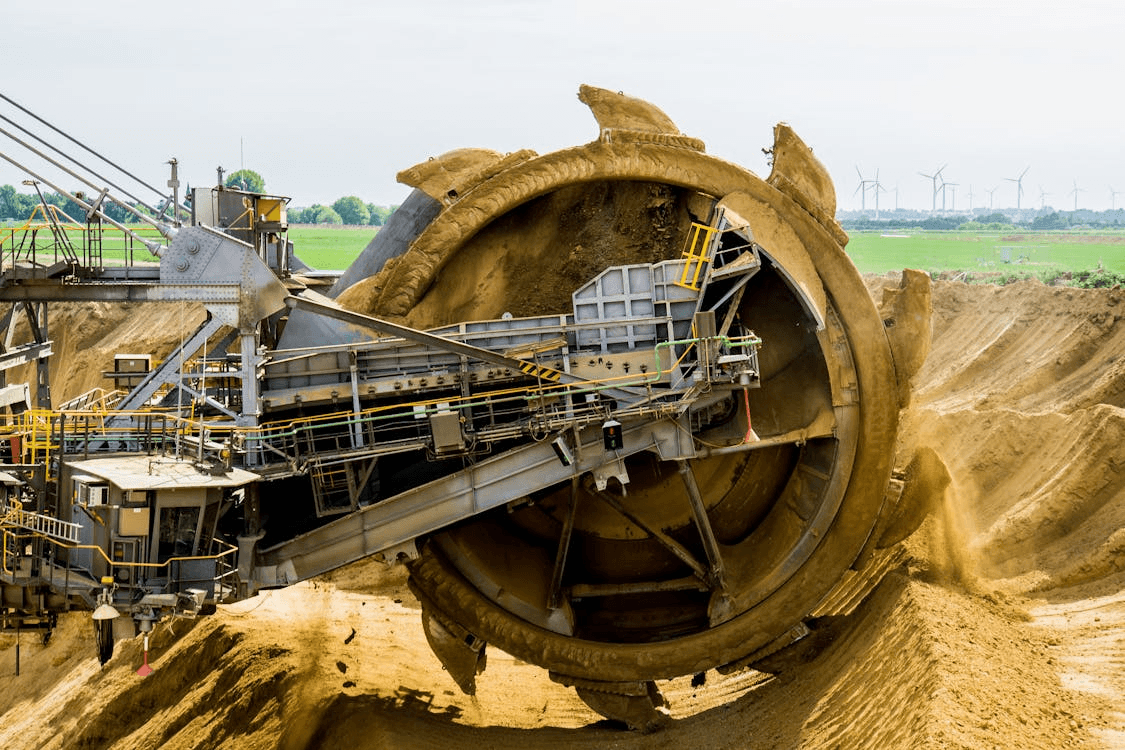 Large bucket-wheel excavator mining equipment