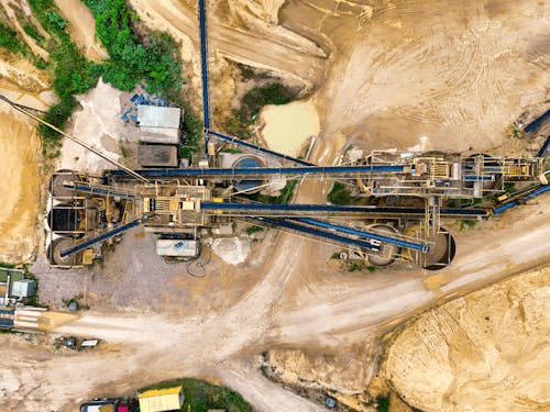 Aerial view of mining processing plant